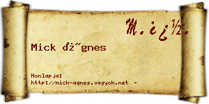 Mick Ágnes névjegykártya